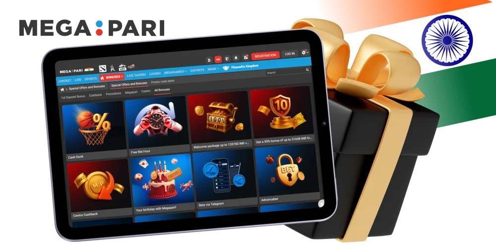 Welcome bonuses and ongoing promotions on Megapari India